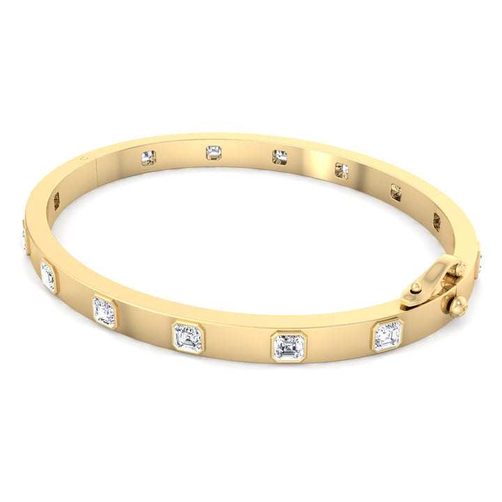 Milly - Asscher Cut Bezel Set Natural Diamond Bangle - Gem Jewelers Co