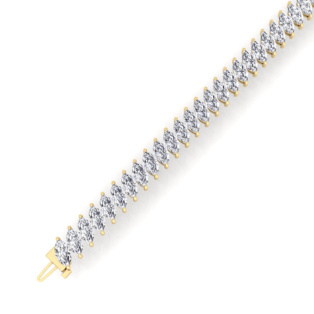 Marquise Cut Natural Diamond Tennis Bracelet 14K Solid Gold