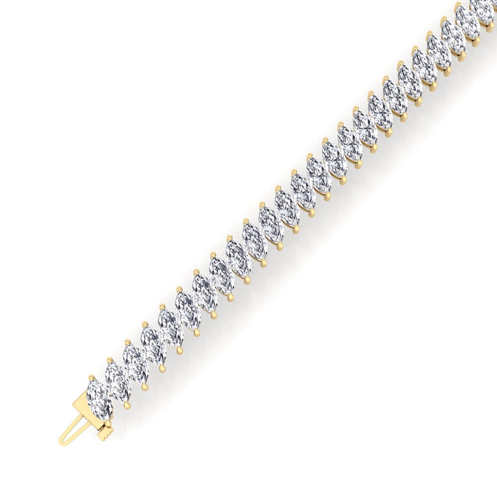 Marquise Cut Natural Diamond Tennis Bracelet 14K Solid Gold