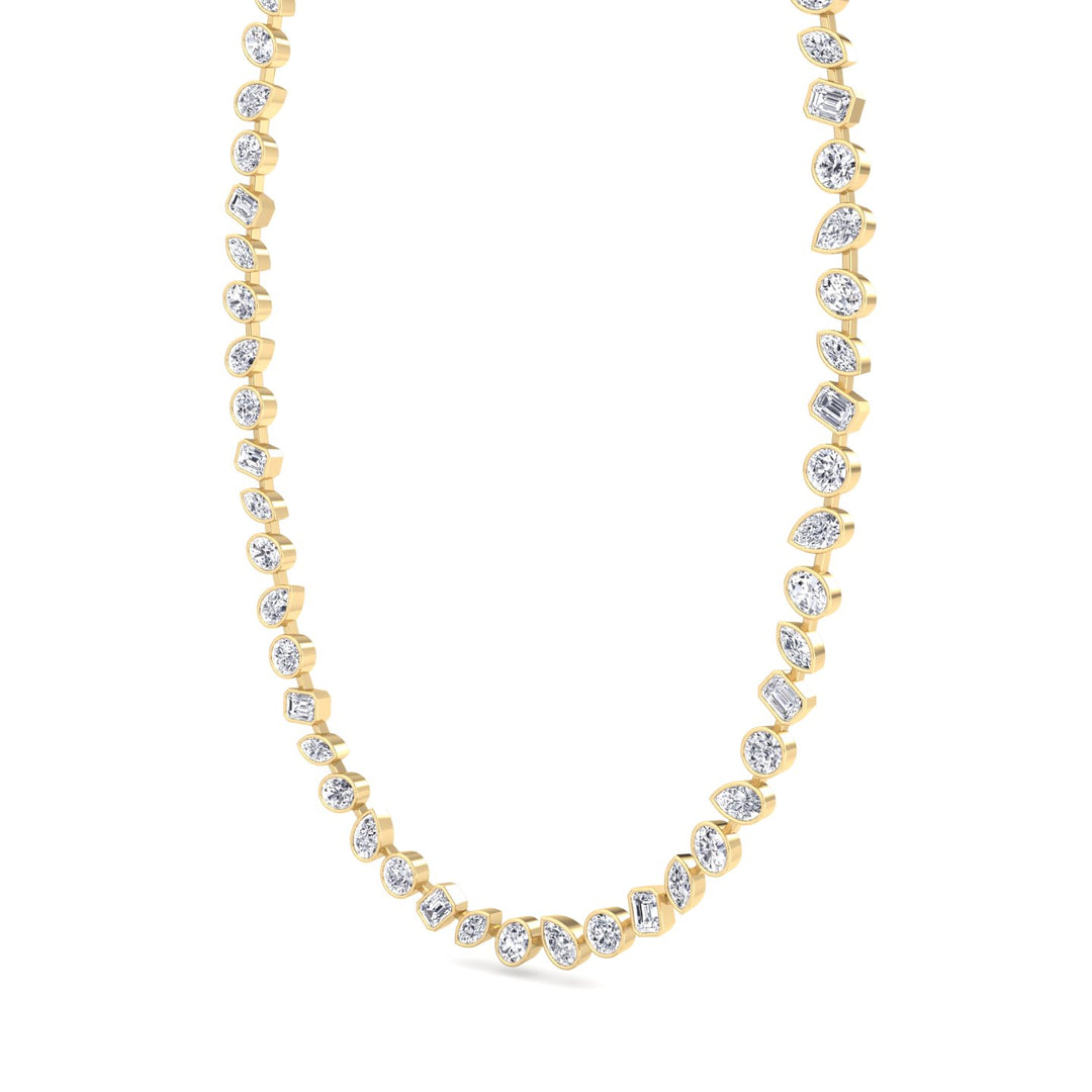 12.5CT Multi Shape Bezel Set Natural Diamond Tennis Necklace