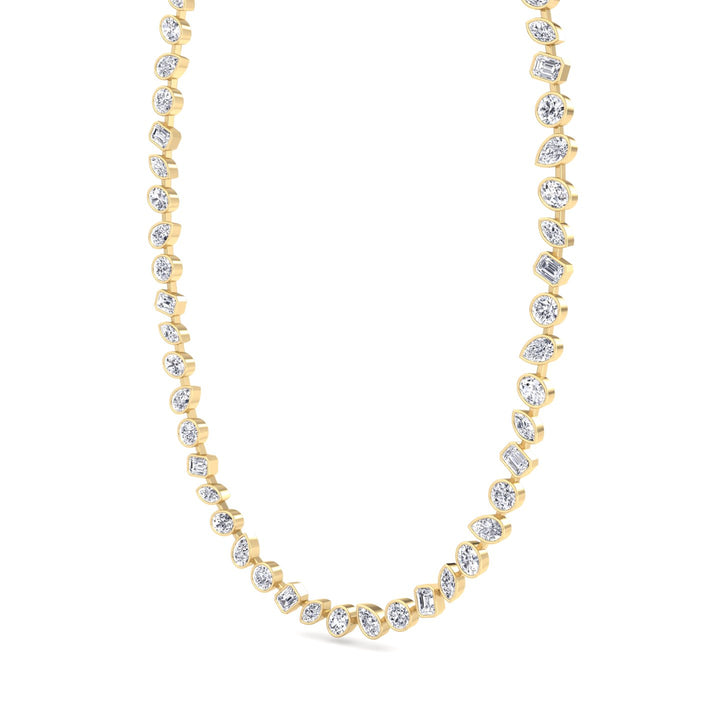 12.5CT Multi Shape Bezel Set Natural Diamond Tennis Necklace