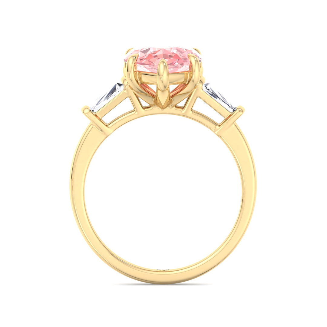 Denise - Pear Shape Pink Diamond Engagement Ring with Tapered Baguettes - Gem Jewelers Co