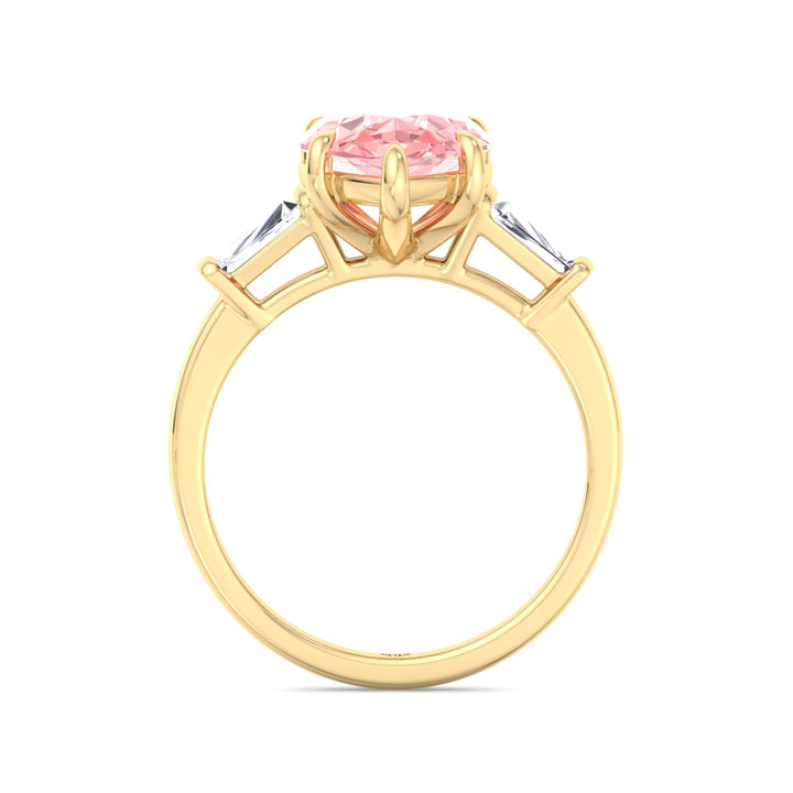 Denise - Pear Shape Pink Diamond Engagement Ring with Tapered Baguettes - Gem Jewelers Co