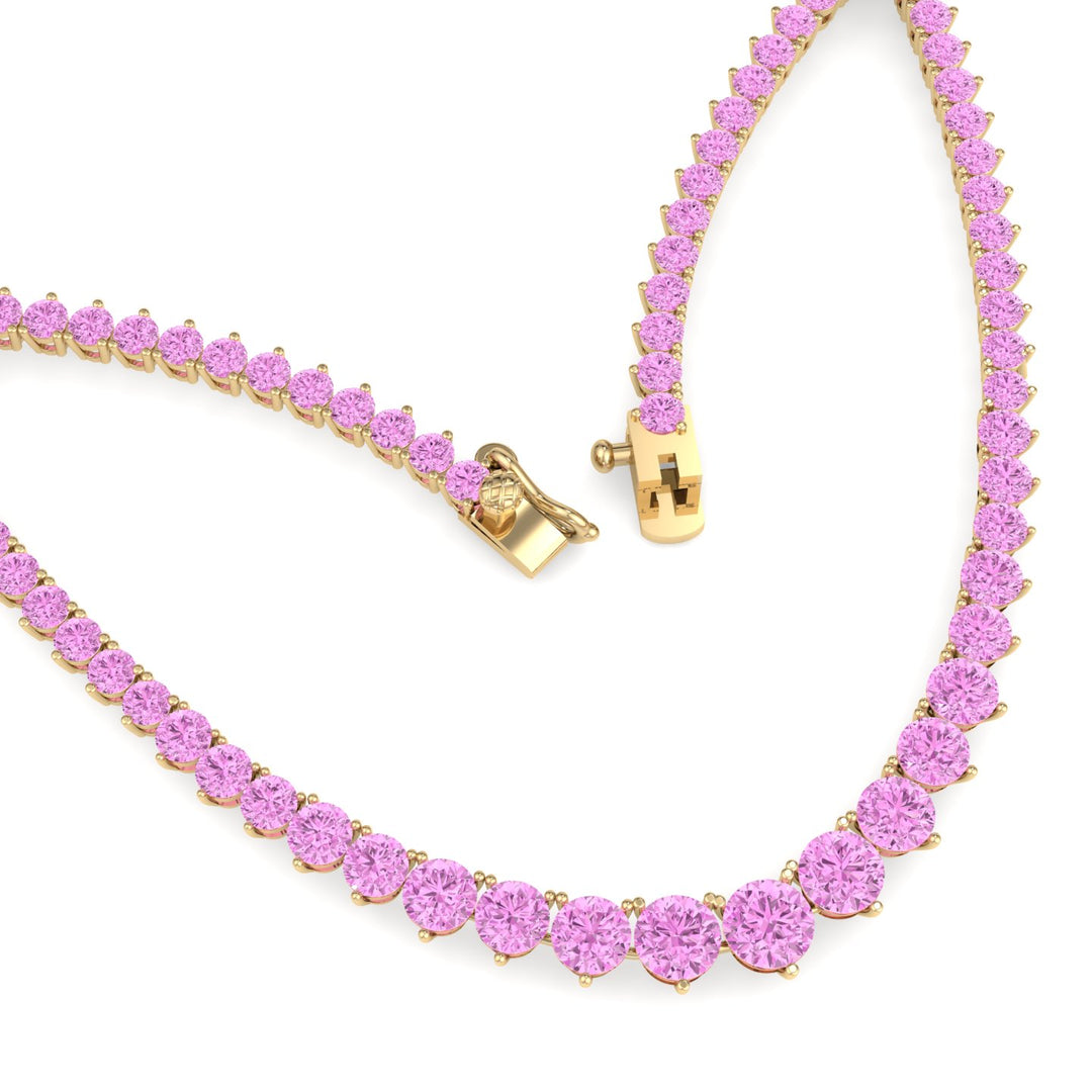 Soleil - 13CT T.W Riviera Graduated Pink Sapphire Tennis Necklace - Gem Jewelers Co