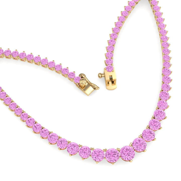 Soleil - 13CT T.W Riviera Graduated Pink Sapphire Tennis Necklace - Gem Jewelers Co