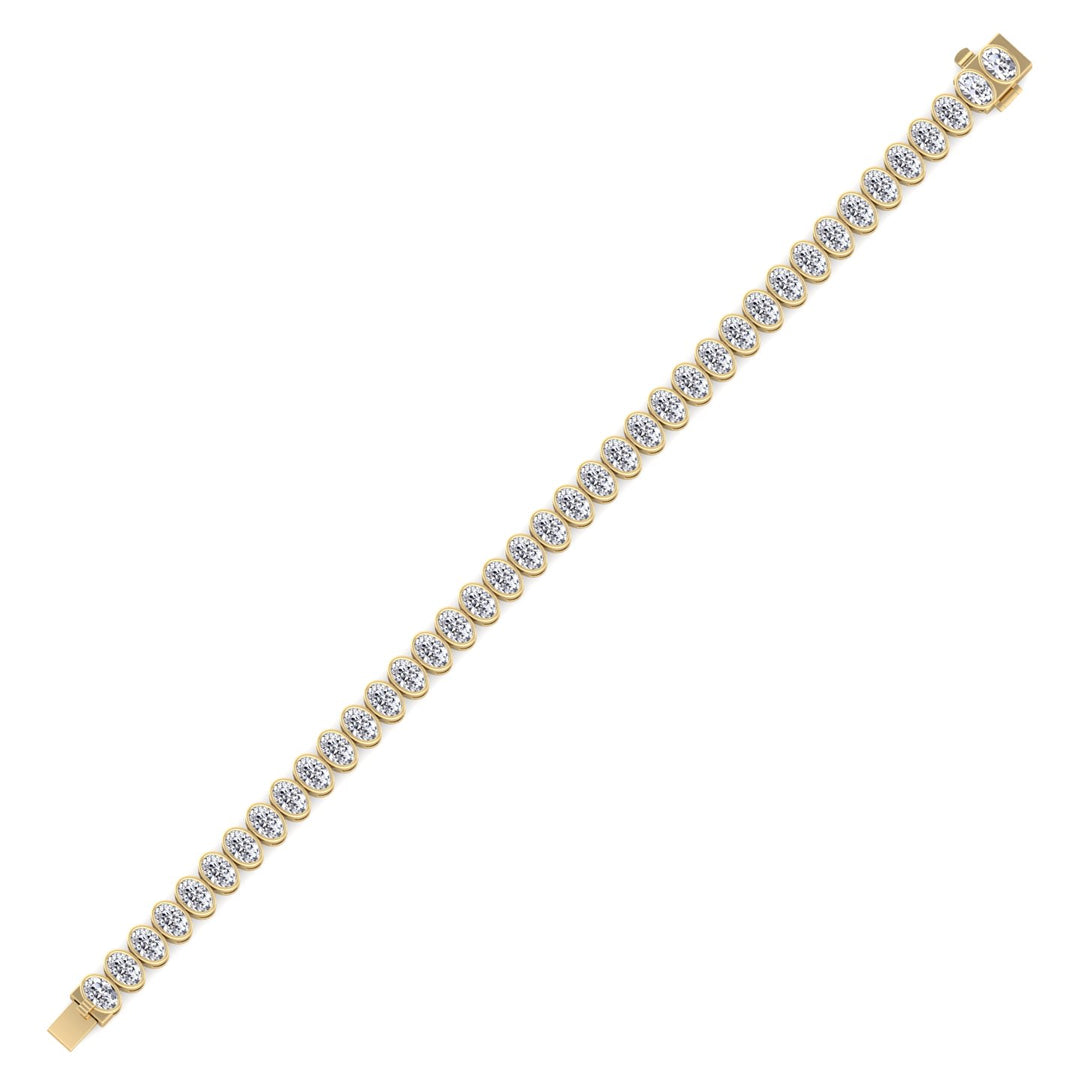 Paola - Bezel Set Oval Shape Natural Diamond Tennis Bracelet - Gem Jewelers Co