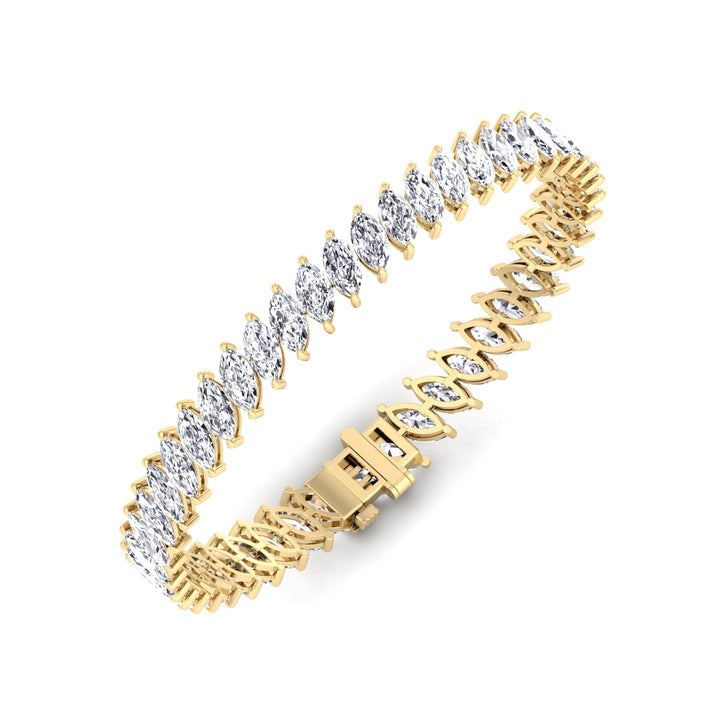 Marquise Cut Natural Diamond Tennis Bracelet 14K Solid Gold