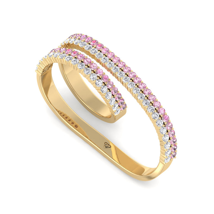 Two-Finger Ring Band-1.2CT-18K-Yellow Gold