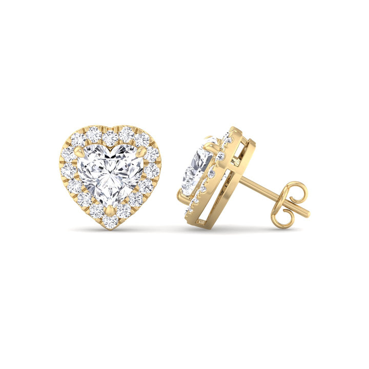 Tiana - Heart Shape Diamond Halo Studs - Gem Jewelers Co