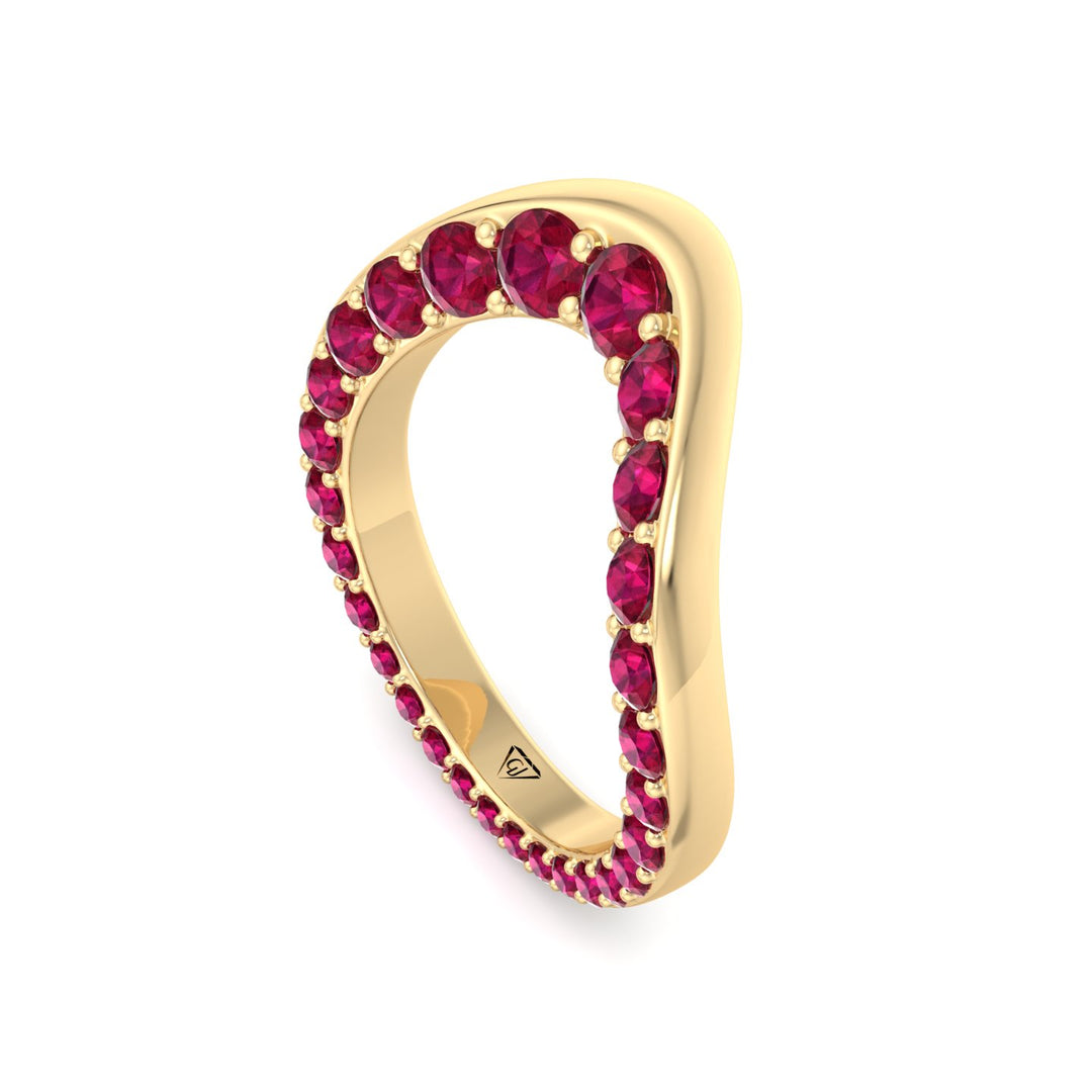 Natural Red Ruby Invisible Halo Eternity Band Yellow Gold