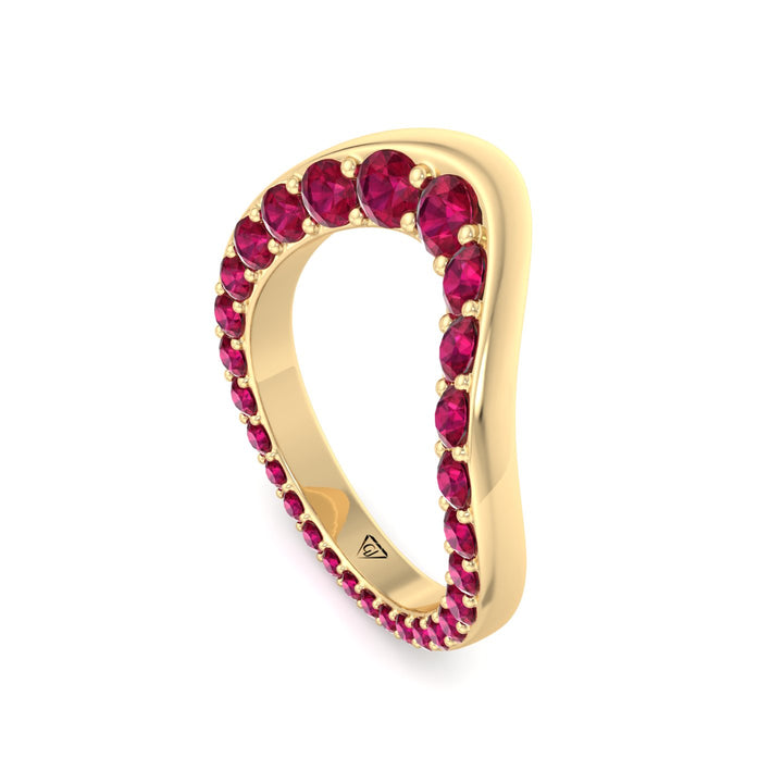 Natural Red Ruby Invisible Halo Eternity Band Yellow Gold