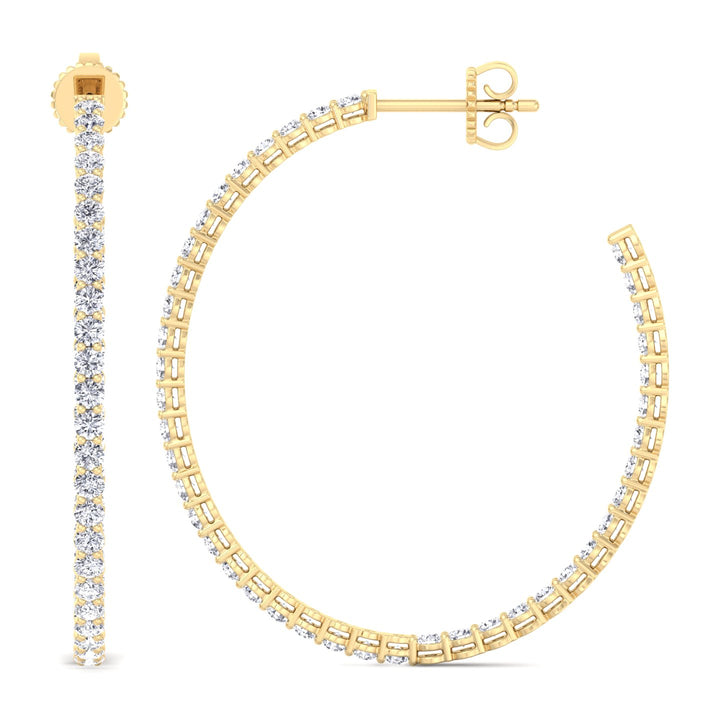Clara - 6.2CT Round Diamond Inside Out Hoops - Gem Jewelers Co