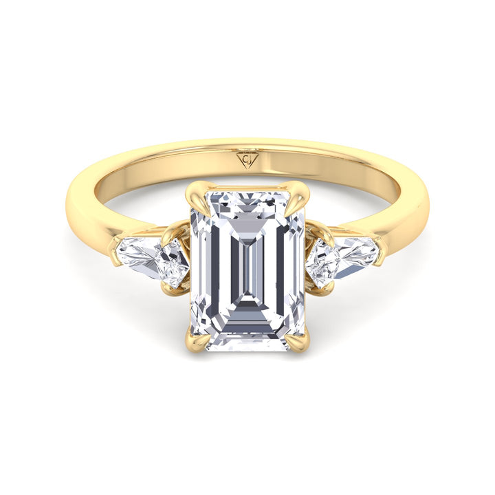 Caterina - Emerald Shape Diamond Engagement Ring With Tapered Baguette Side Stones - Gem Jewelers Co