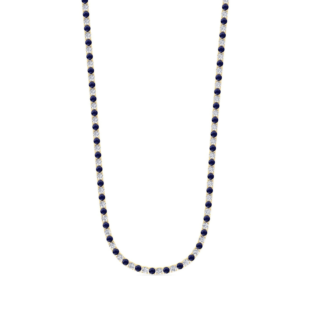 Sara - Alternating Blue Sapphire and Natural Diamond Tennis Necklace - Gem Jewelers Co