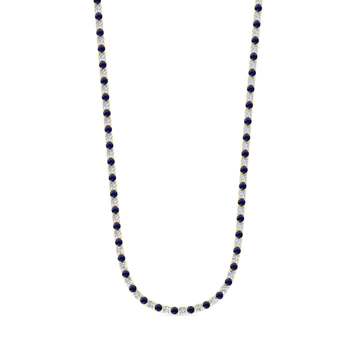 Sara - Alternating Blue Sapphire and Natural Diamond Tennis Necklace - Gem Jewelers Co
