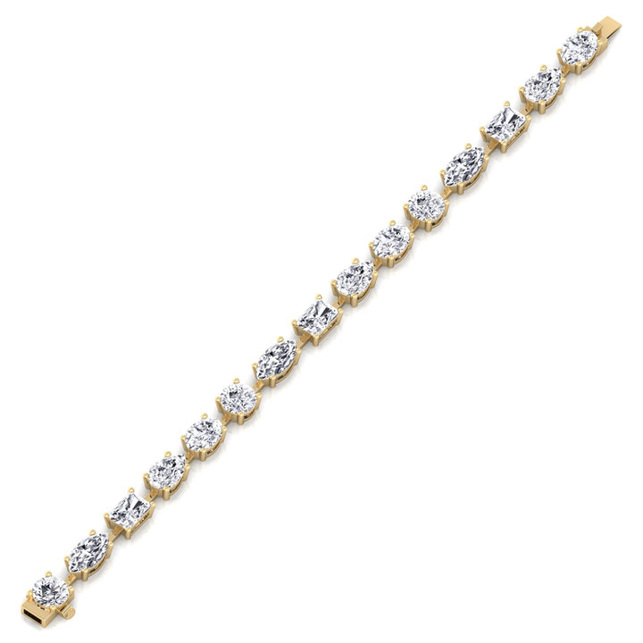 Mixed Shape Natural Diamond Tennis Bracelet Yellow Gold