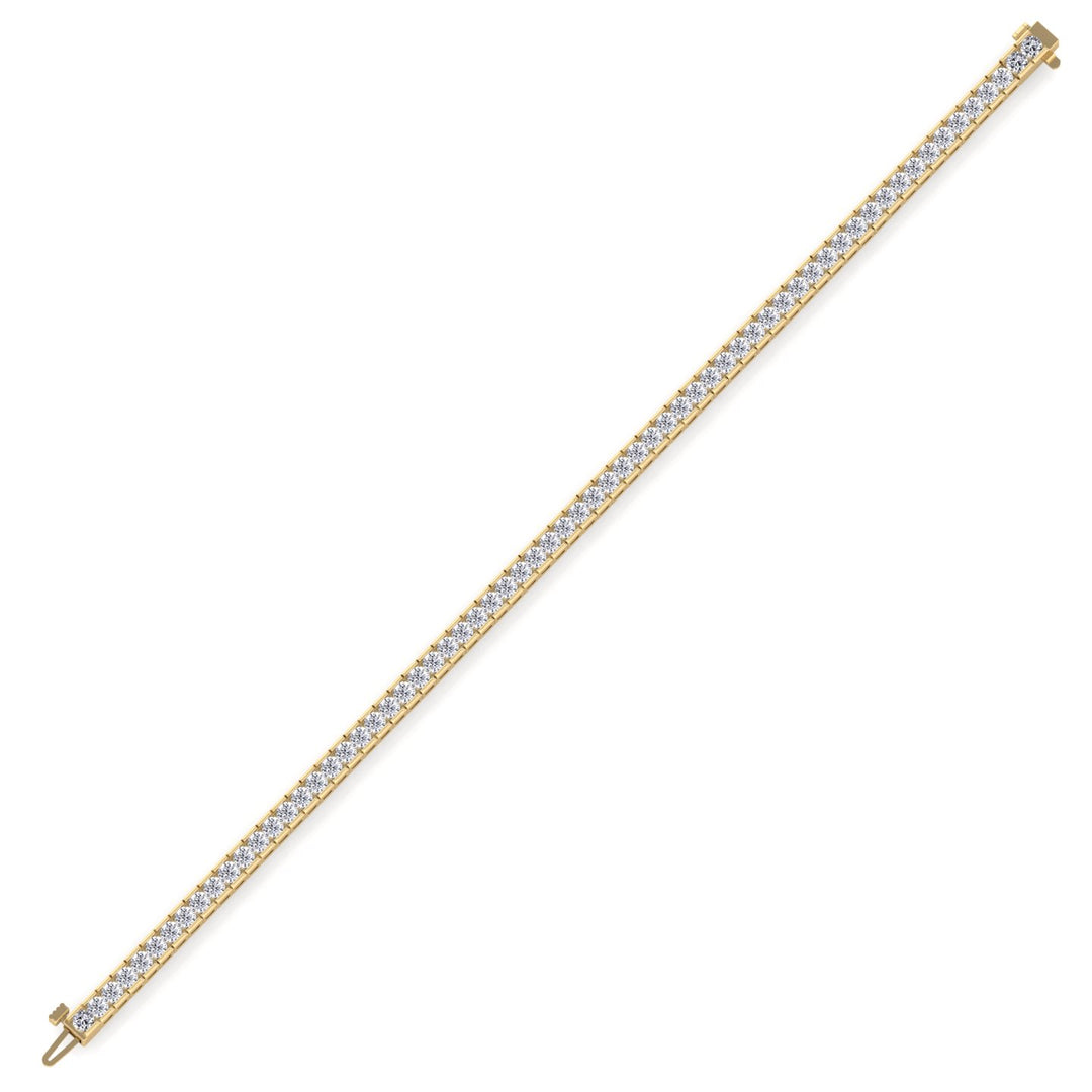Channel Setting Round Cut Natural Diamond Tennis Bracelet Yellow Gold