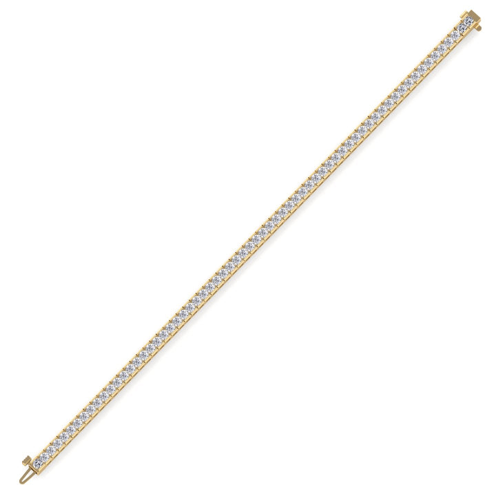 Channel Setting Round Cut Natural Diamond Tennis Bracelet Yellow Gold
