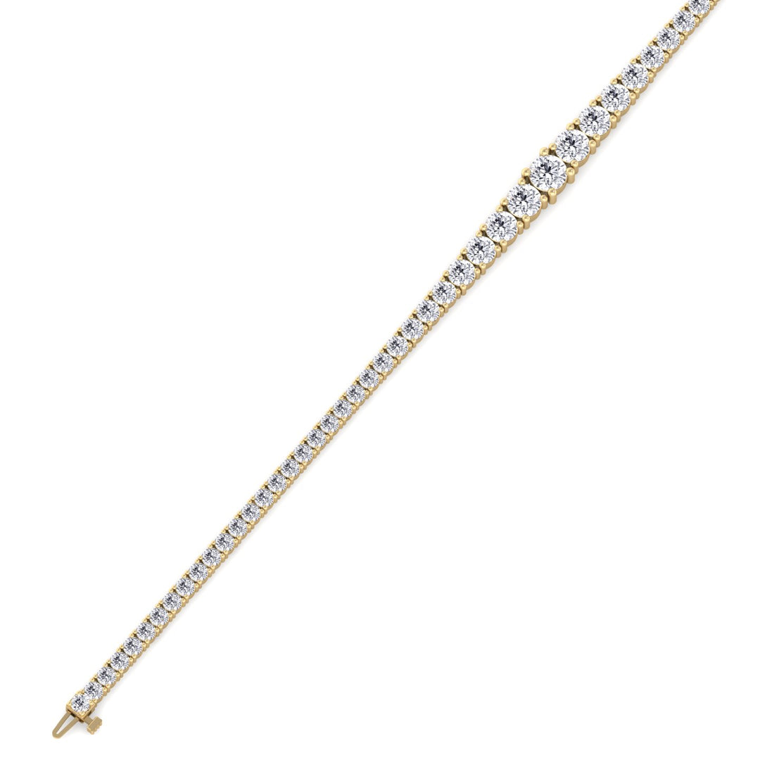 4-Prong Graduated Natural Diamond Tennis Bracelet 14K Solid Gold Yellow Gold