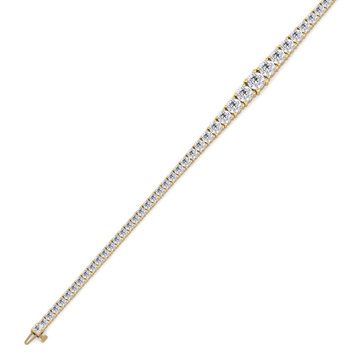 4-Prong Graduated Natural Diamond Tennis Bracelet 14K Solid Gold Yellow Gold