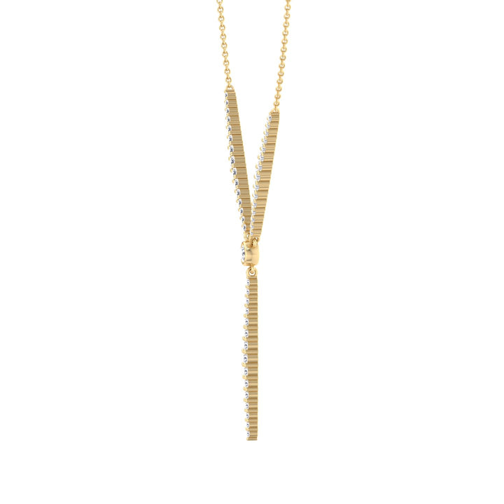 Natural Eternity Style Diamond Lariat  Necklace Yellow Gold