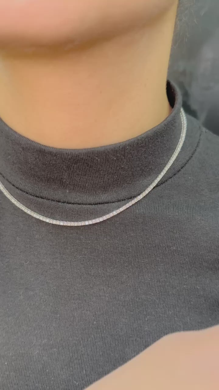 Gift Set - 4CT Diamond Tennis Necklace & 1.05CT Flexible Diamond Bangle in 14k Solid Gold