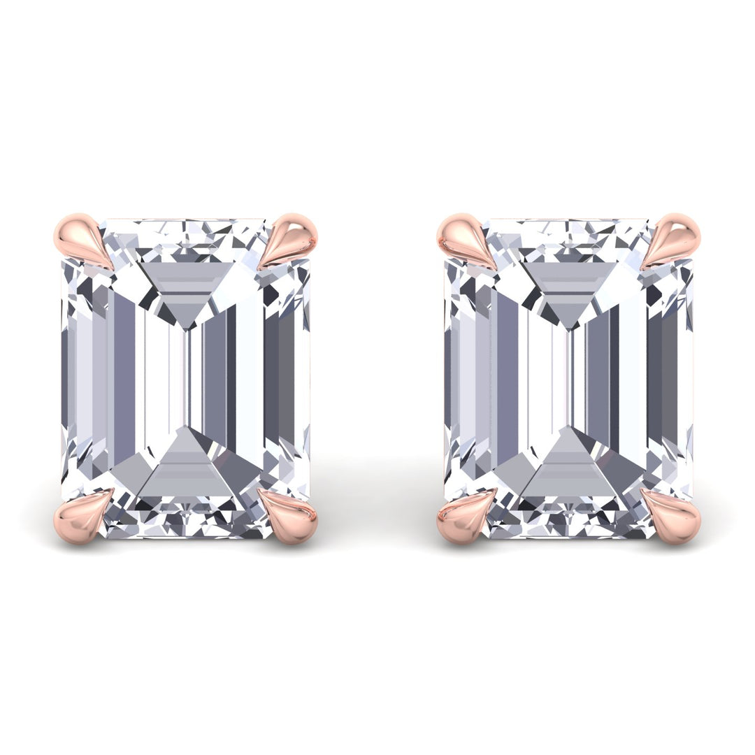 Bristel - Emerald Cut Diamond Studs - Gem Jewelers Co