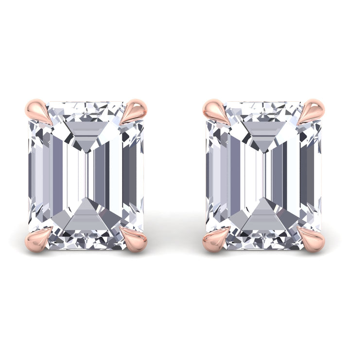 Bristel - Emerald Cut Diamond Studs - Gem Jewelers Co