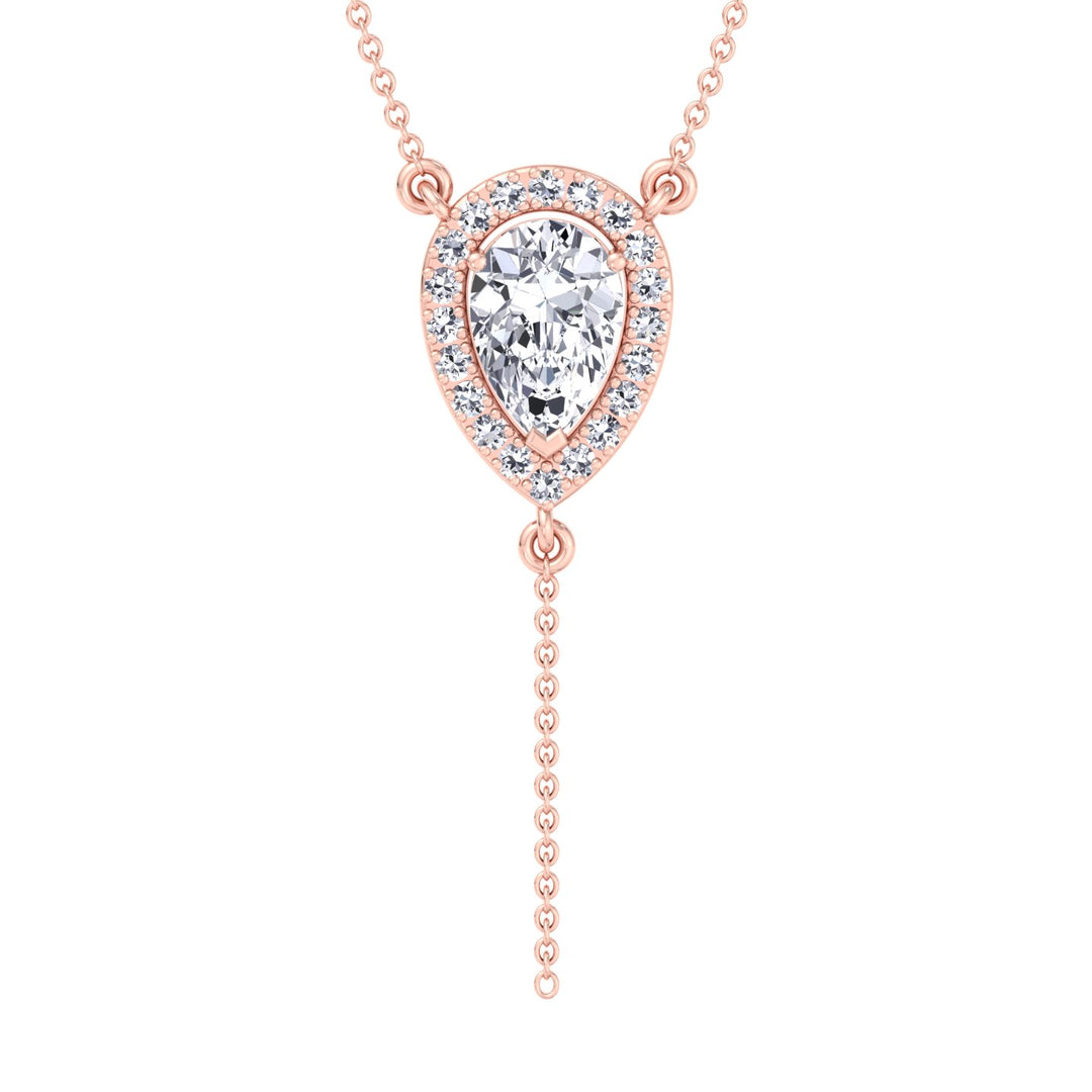 Hannah - 1.20CT Pear Shape Halo Diamond Lariat Necklace - Gem Jewelers Co
