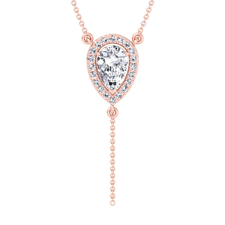 Hannah - 1.20CT Pear Shape Halo Diamond Lariat Necklace - Gem Jewelers Co