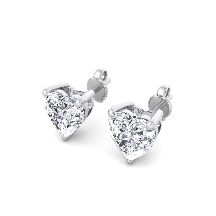 Davie - 1 Carat Heart Shape Diamond Stud Earrings - Gem Jewelers Co