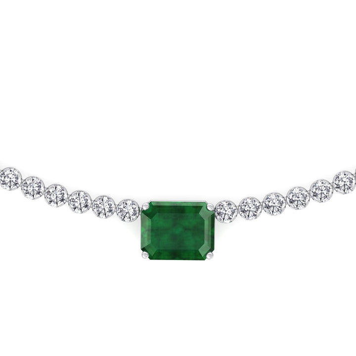 green-emerald-center-stone-and-round-cut-diamond-tennis-necklace-in-14k-white-gold