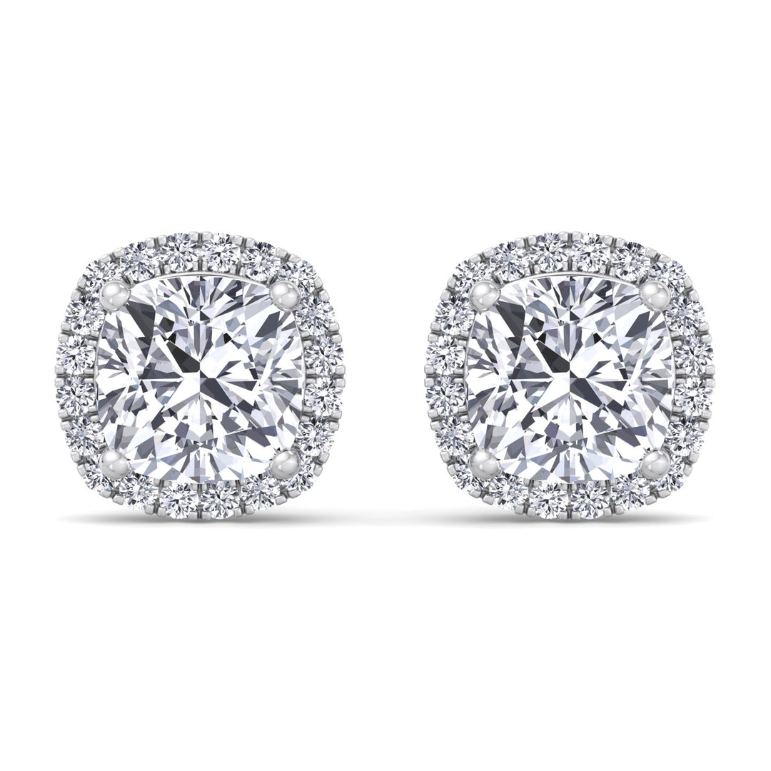 Norwich - Cushion Cut Diamond Halo Studs - Gem Jewelers Co