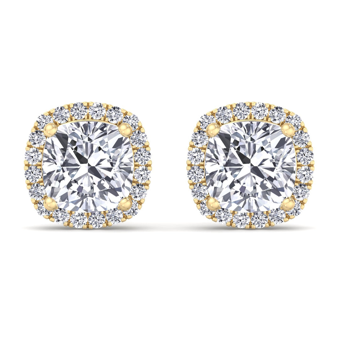 Norwich - Cushion Cut Diamond Halo Studs - Gem Jewelers Co