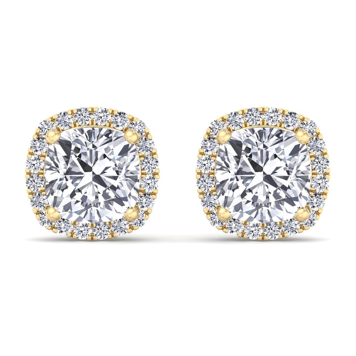 Norwich - Cushion Cut Diamond Halo Studs - Gem Jewelers Co
