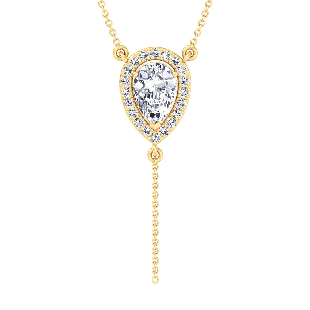Hannah - 1.20CT Pear Shape Halo Diamond Lariat Necklace - Gem Jewelers Co