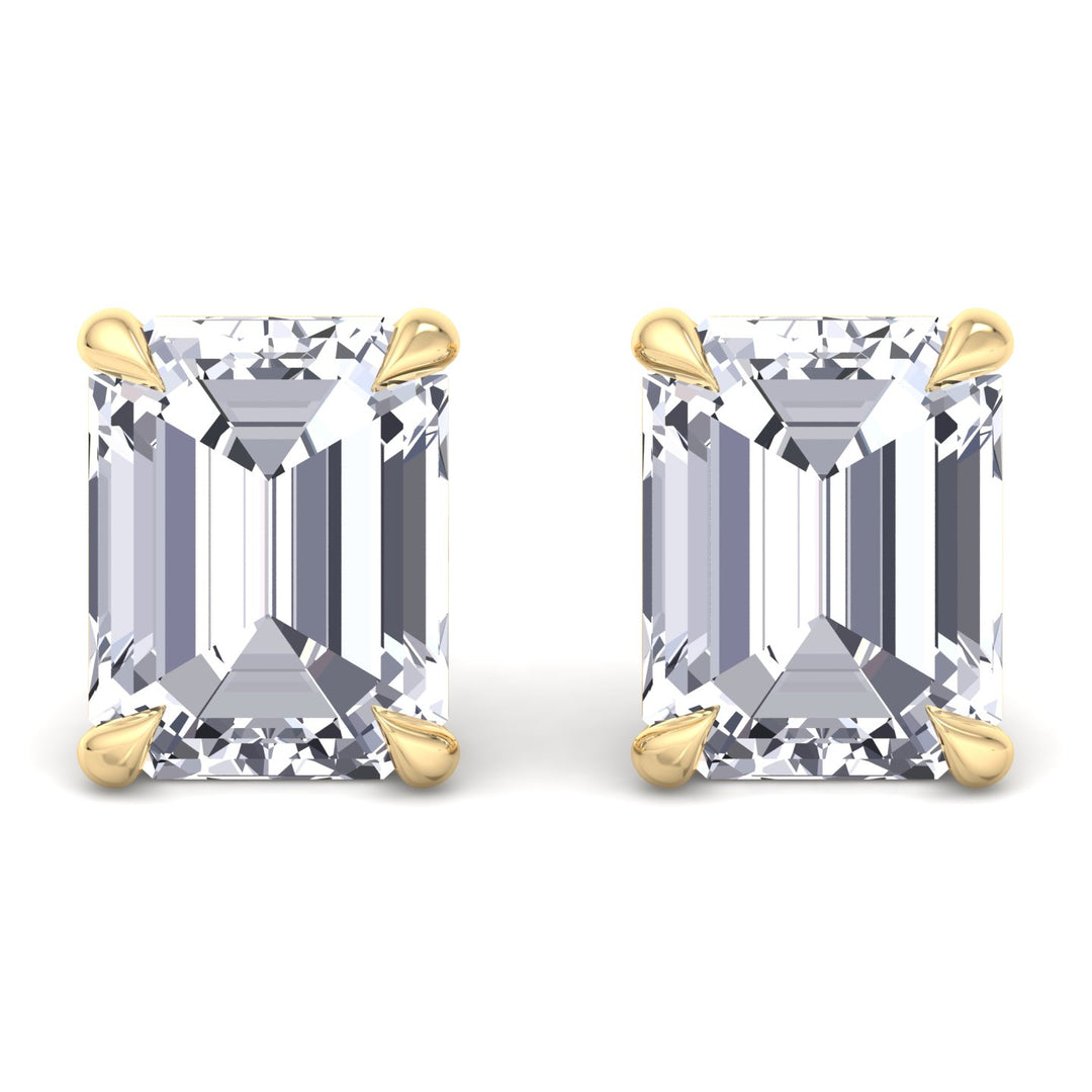 Bristel - Emerald Cut Diamond Studs - Gem Jewelers Co