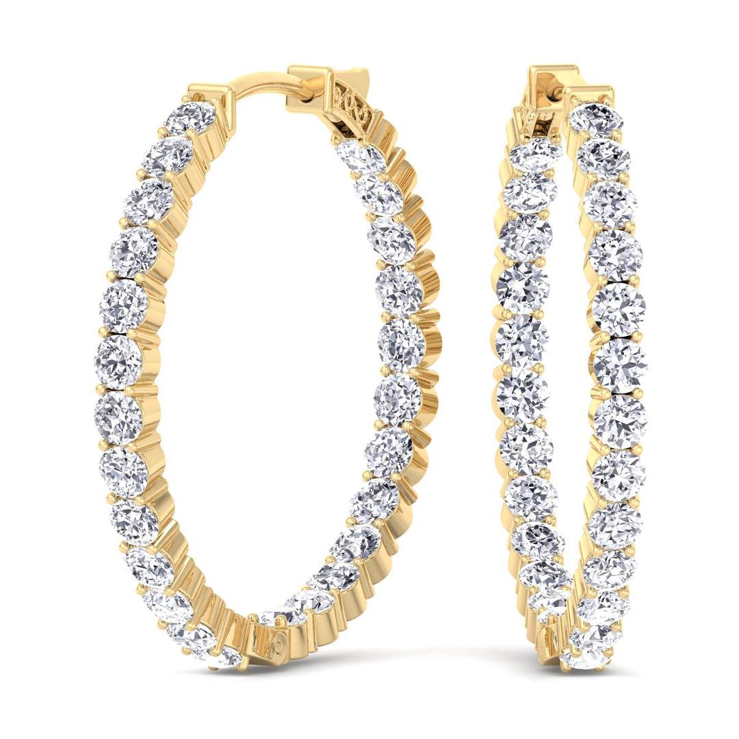 Lana - 5CT Inside Out Round Diamond Hoop Earrings 1.75" - Gem Jewelers Co