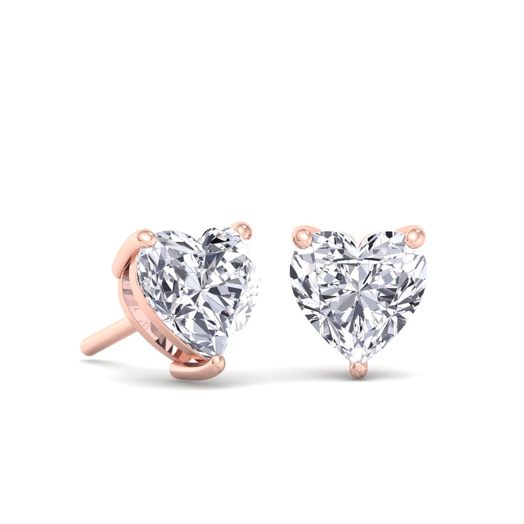 Davie - 1 Carat Heart Shape Diamond Stud Earrings - Gem Jewelers Co