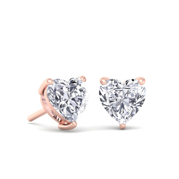 Davie - 1 Carat Heart Shape Diamond Stud Earrings - Gem Jewelers Co