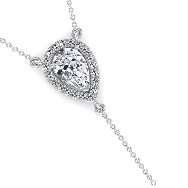 Hannah - 1.20CT Pear Shape Halo Diamond Lariat Necklace - Gem Jewelers Co