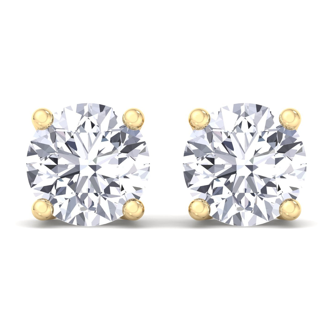 1CT Round Cut Diamond Studs in 18K Gold - Gem Jewelers Co