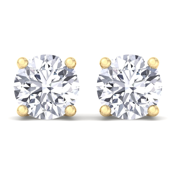 1CT Round Cut Diamond Studs in 18K Gold - Gem Jewelers Co