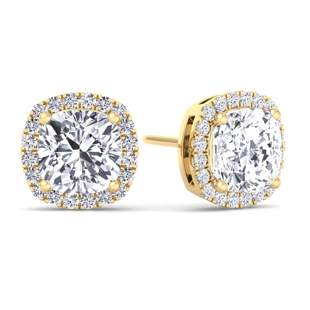 Norwich - Cushion Cut Diamond Halo Studs - Gem Jewelers Co