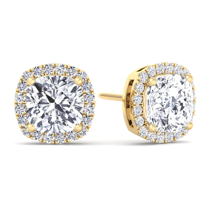 Norwich - Cushion Cut Diamond Halo Studs - Gem Jewelers Co