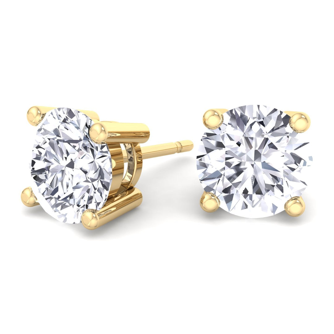 1CT Round Cut Diamond Studs in 18K Gold - Gem Jewelers Co
