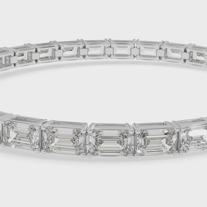 Wally - 10.50CT T.W East To West Emerald Cut Natural Diamond Tennis Bracelet