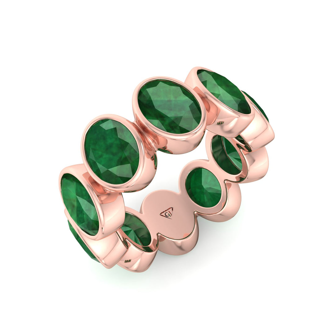 Ophelia - Bezel Set Oval Cut Green Emerald Eternity Band - Gem Jewelers Co