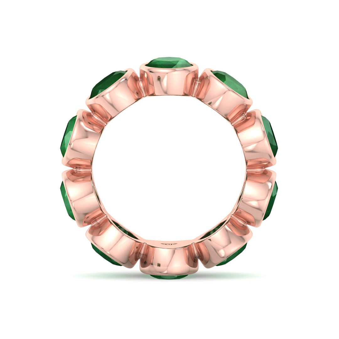 Ophelia - Bezel Set Oval Cut Green Emerald Eternity Band - Gem Jewelers Co