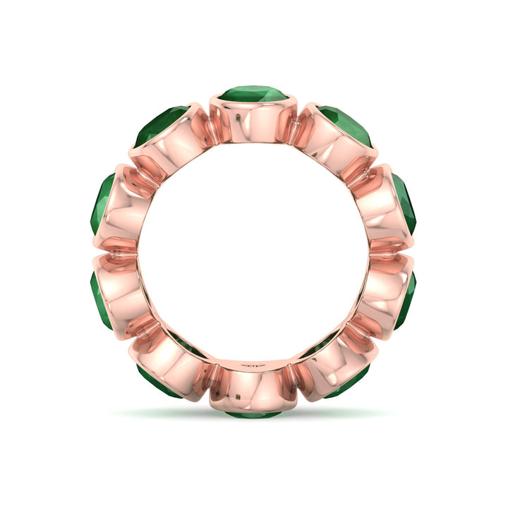 Ophelia - Bezel Set Oval Cut Green Emerald Eternity Band - Gem Jewelers Co